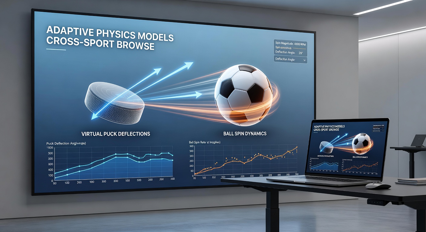 Diagram illustrating momentum transfer between puck deflections and ball spin in unified browser game engines