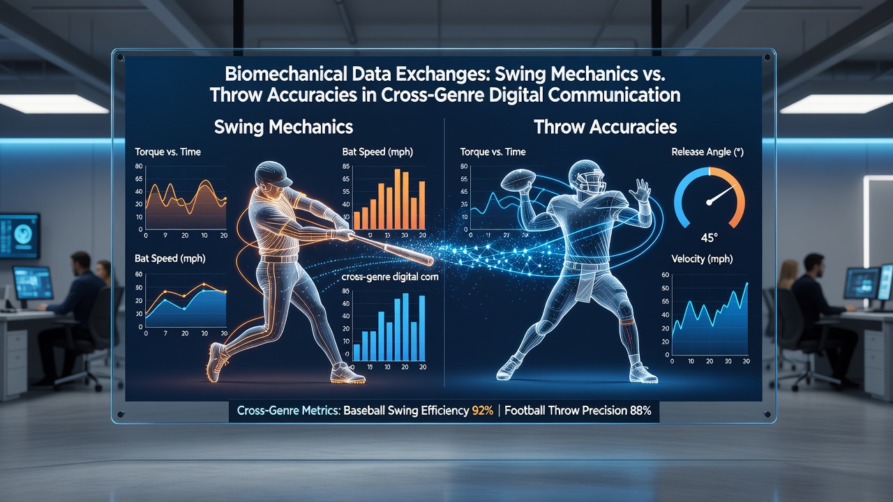 Player interface displaying real-time swing to throw biomechanical transfers in a multi-sport digital hub