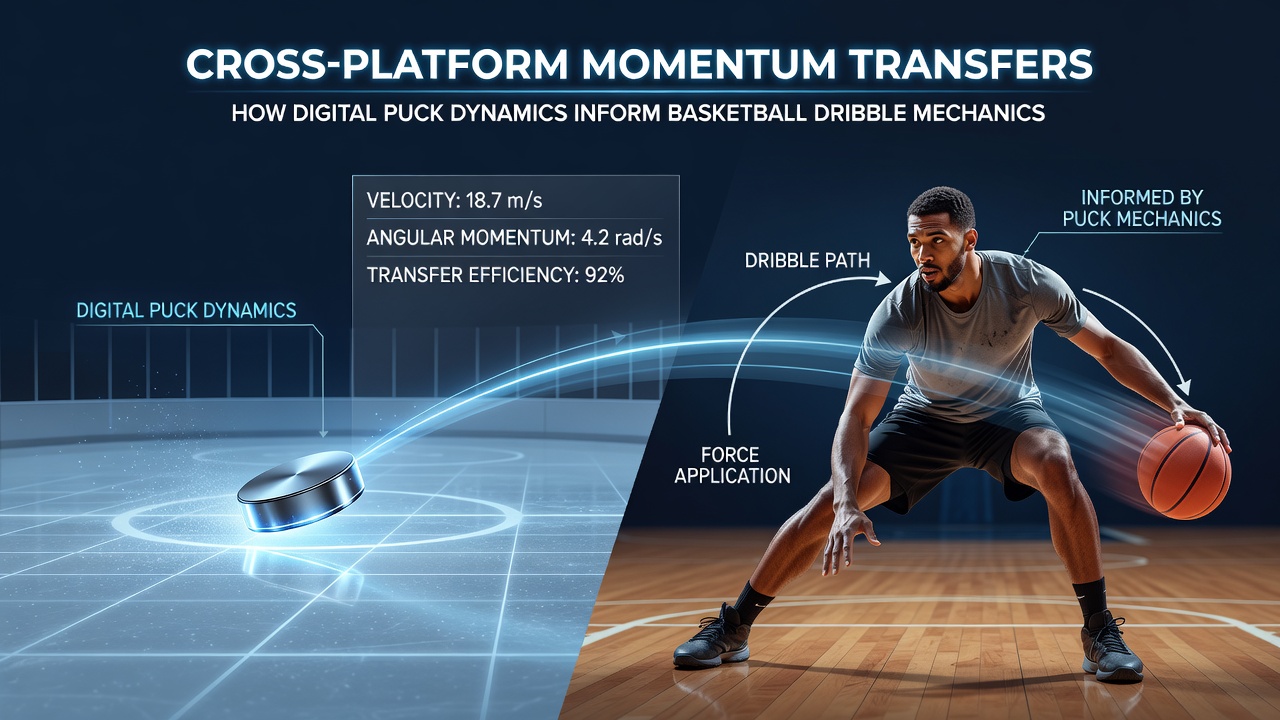 Side-by-side comparison of puck trajectory and basketball dribble paths in simulator debug view