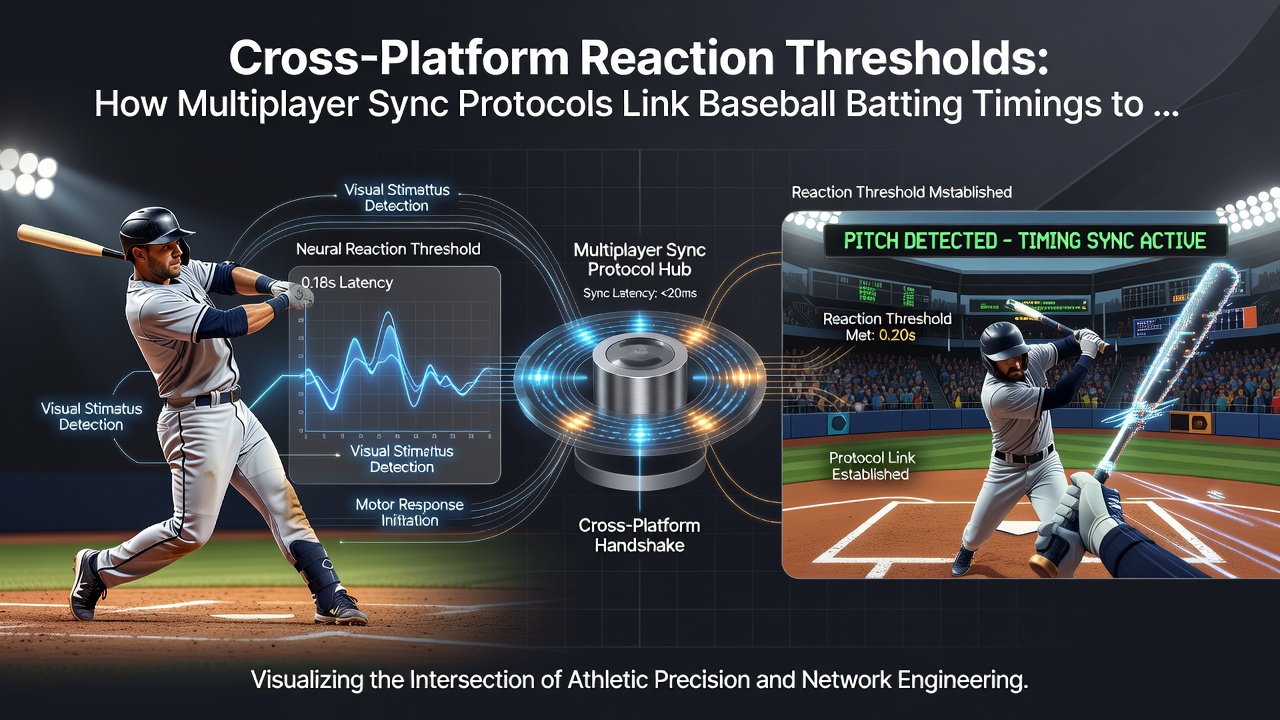 Illustration of reaction threshold mapping between baseball swings and basketball releases within unified browser sync systems