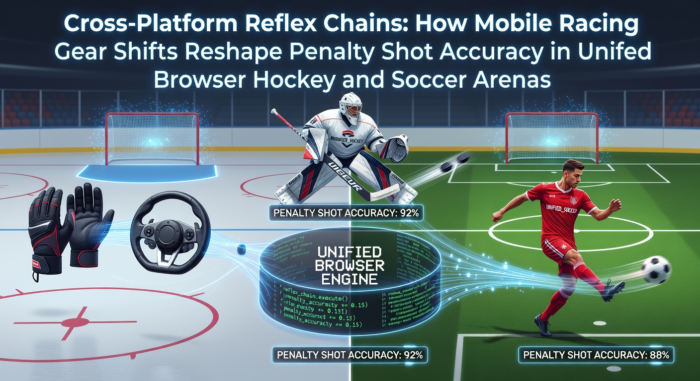 Mobile racing gear shift interfaces overlaid with hockey and soccer penalty mechanics in browser arenas