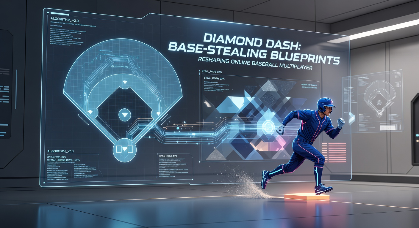 Close-up of Diamond Dash interface displaying steal success metrics, player stats, and a heated multiplayer basepath confrontation