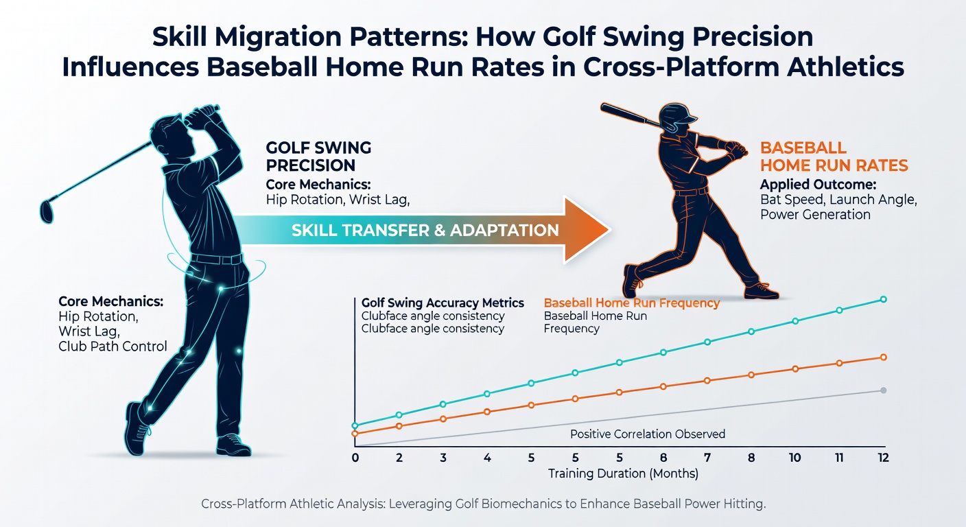 Detailed view of simulation data overlay comparing golf swing metrics to baseball home run trajectories