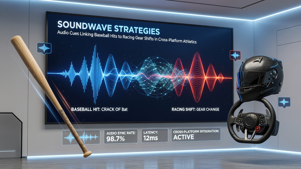 Side-by-side comparison of waveform graphs showing overlapping audio patterns between baseball hit impact and racing transmission shift sounds