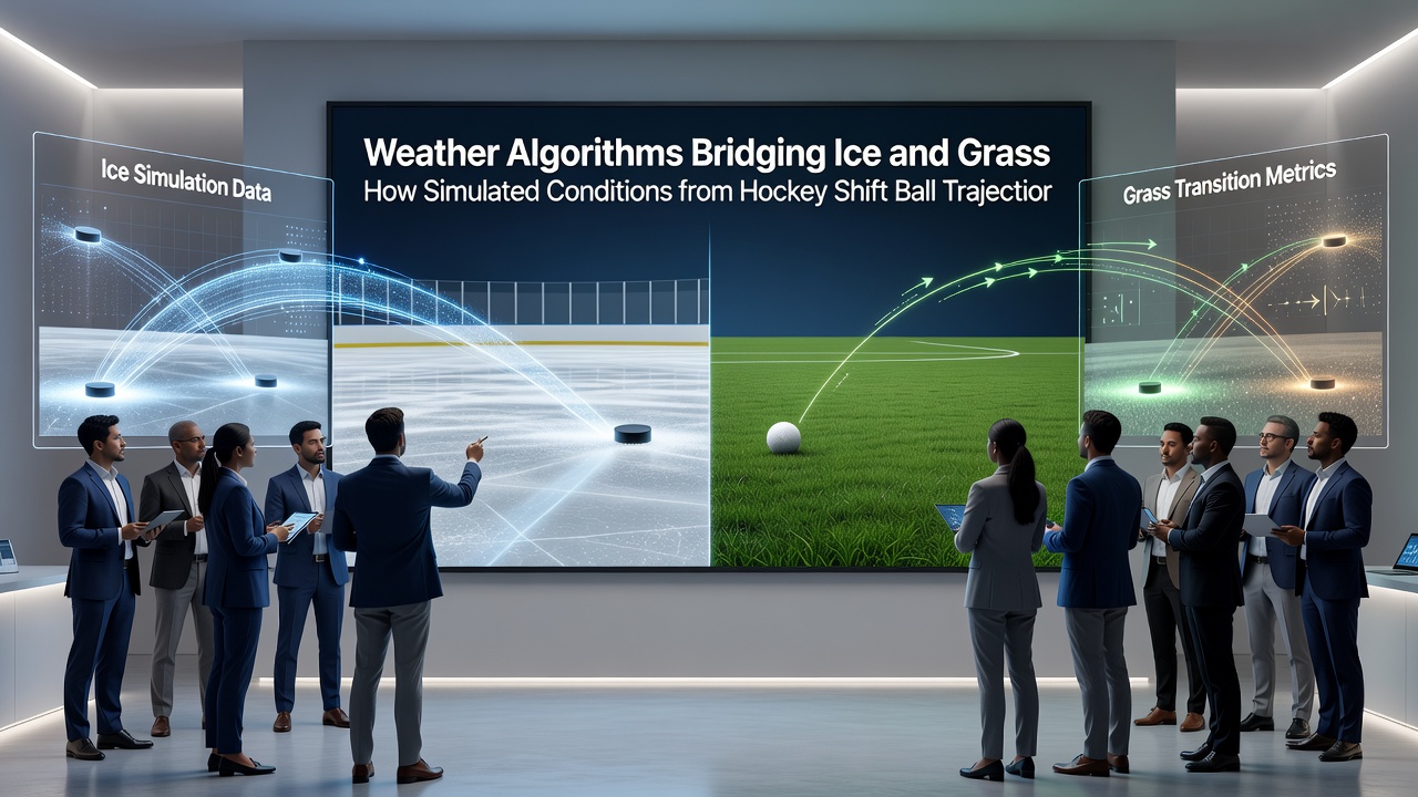 Visual representation of ball path adjustments in soccer and golf due to transferred hockey weather parameters
