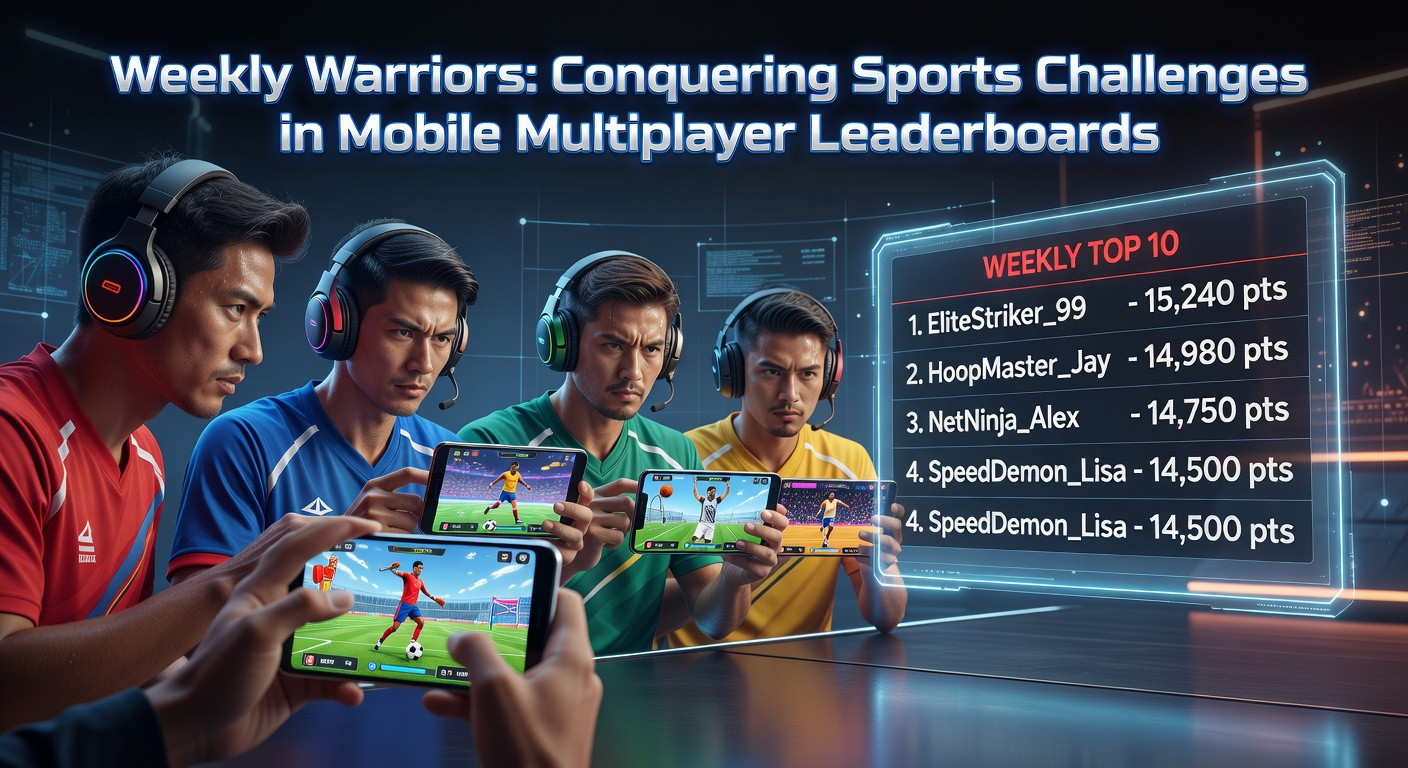 Mobile gamers competing fiercely on a sports leaderboard, showing top players' scores in a basketball challenge